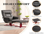 Faux Microfibre Leather Manual Recliner and Footstool Set - Black T3398P341021