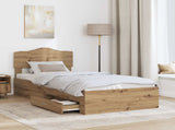 Bed Frame with Drawer Artisan Oak 90 x 200 cm Engineered Wood 3413246