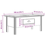 ZNTS Coffee Table BODO White 100x55x45 cm Solid Wood Pine 355068