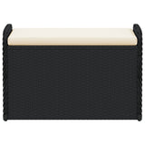 Storage Bench with Cushion Black 80x51x52 cm Poly Rattan 365730