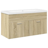 Bathroom Sink Cabinet with Built-in Basin Sonoma Oak 3324985