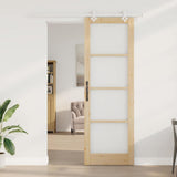 Sliding Door Natural 78 x 232 cm Solid Pine Wood and Glass 3332219