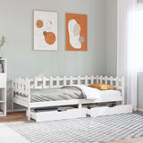 Daybed with Drawers without Mattress White 80x200 cm Solid Wood 3302127