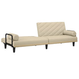 Sofa Bed with Armrests Cream Fabric 351934