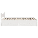 Bed Frame with Drawers White 150x200 cm King Size Solid Wood Pine 3301903