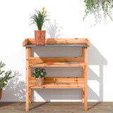 Plant Table with Shelves Brown 78x38x82,5 cm Solid Wood Fir 156353
