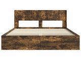 Bed Frame with Storage and Headboard Smoked Oak 135 x 190 cm 3414223