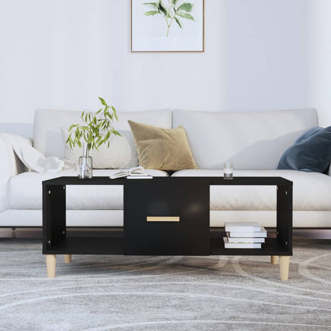 ZNTS Coffee Table Black 102x50x40 cm Engineered Wood 812691