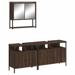 ZNTS 3 Piece Bathroom Furniture Set Brown Oak Engineered Wood 3214669