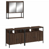 ZNTS 3 Piece Bathroom Furniture Set Brown Oak Engineered Wood 3214669