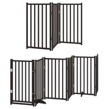 Dog Gate with Door Foldable 12 Panels Black 600 cm Poplar Wood 3155713