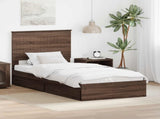 Storage Bed with Drawer Brown Oak 90 x 200 cm Engineered Wood 3411249