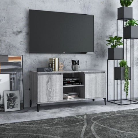 TV Cabinet with Metal Legs Grey Sonoma 103.5x35x50 cm 813162