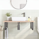 Basin Shelf Wall Mounted Steel and Solid Wood Oak 3302465