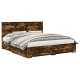Bed Frame with Drawer Smoked Oak 180 x 200 cm Engineered Wood 3411275