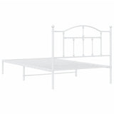 Metal Bed Frame without Mattress with Headboard White 107x203cm 353484