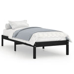 810011 Bed Frame without Mattress Black Solid Wood 100x200 cm