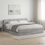 Bed Frame with Storage Grey Sonoma 200 x 200 cm Engineered Wood 3433987