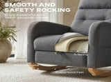 Upholstered Rocking Chair Retractable Footrest Rocker Chair High Back for Living Room Grey T3398P548051