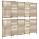 Room Divider 5 Panels Beige Poly Rattan 365399