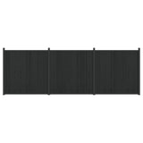 Fence Panel 3 pcs WPC and Aluminium Black 3429485