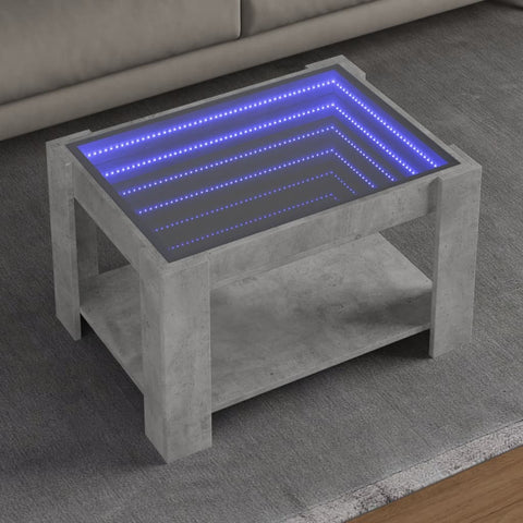 ZNTS Coffee Table with LED Concrete Grey 73x53x45 cm Engineered Wood 847549