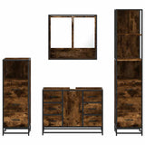 ZNTS 4 Piece Bathroom Furniture Set Smoked Oak Engineered Wood 3301292