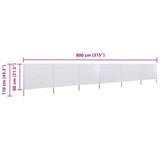 6-panel Wind Screen Fabric 800x80 cm White 44543