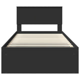 Bed Frame with Headboard Black 100 x 200 cm Solid Pine Wood 3410637