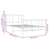 Metal Bed Frame without Mattress with Footboard Black 75x190cm 352488