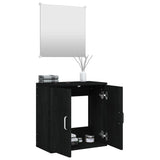 2 Piece Bathroom Furniture Set Black Engineered Wood 242559