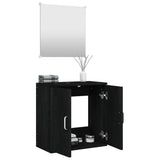 2 Piece Bathroom Furniture Set Black Engineered Wood 242559