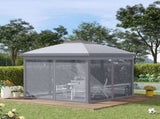 3.3 x 3.3m Pop Up Gazebo, Double Roof Foldable Canopy Tent with Zipped Mesh Sidewalls, Height T3398P314094