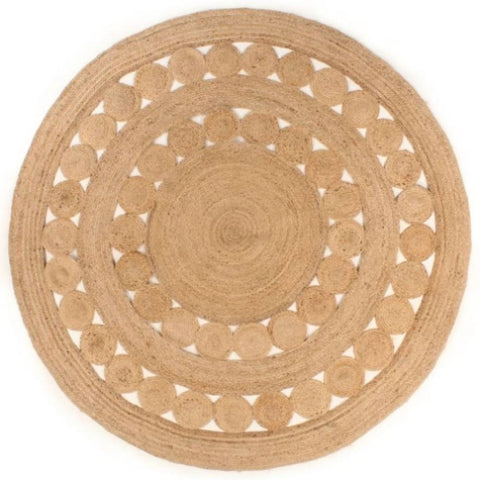 Area Rug Braided Design Jute 210 cm Round 343591