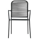 ZNTS 5 Piece Outdoor Dining Set Cotton Rope and Steel Black 48569