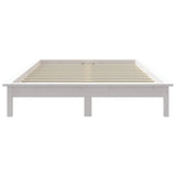 Bed Frame White Solid Pine Wood Double Durable Bed Frame 820587