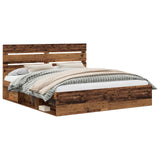Bed Frame with Headboard Old Wood 200 x 200 cm Solid Pine Wood 3411710