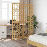 Room Divider 4 Panels Brown Solid Wood Paulownia 358867