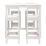 5 Piece Garden Bar Set White Solid Wood Pine 3154751