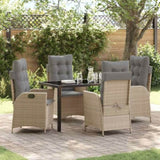 Garden Dining Set with Cushion 5 pcs Beige Poly Rattan 3380514