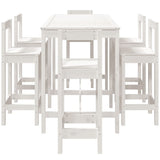 7 Piece Garden Bar Set White Solid Wood Pine 3154761