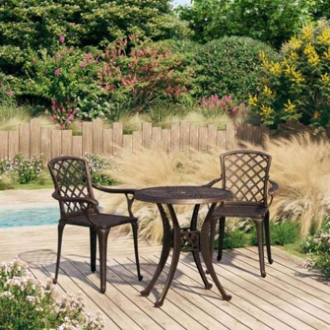 ZNTS 3 Piece Bistro Set Cast Aluminium Bronze 3070580