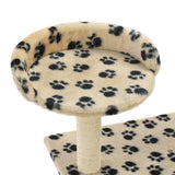 Cat Tree with Sisal Scratching Posts 95 cm Beige Paw Prints 170515