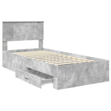 Bed Frame with Drawer Concrete Grey 90 x 200 cm Engineered Wood 3410943
