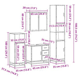 ZNTS 4 Piece Bathroom Furniture Set Smoked Oak Engineered Wood 3301197