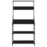 Baker's Rack with Hooks 4-Tier Black Engineered Wood 838958
