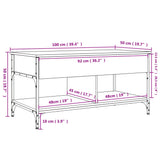 ZNTS Coffee Table Smoked Oak 100x50x50 cm Engineered Wood and Metal 845368