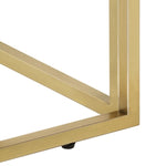 ZNTS Coffee Table Gold Stainless Steel and Solid Sleeper Wood 349942