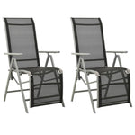 ZNTS Reclining Garden Chairs 2 pcs Textilene and Aluminium Silver 312197