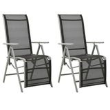 ZNTS Reclining Garden Chairs 2 pcs Textilene and Aluminium Silver 312197